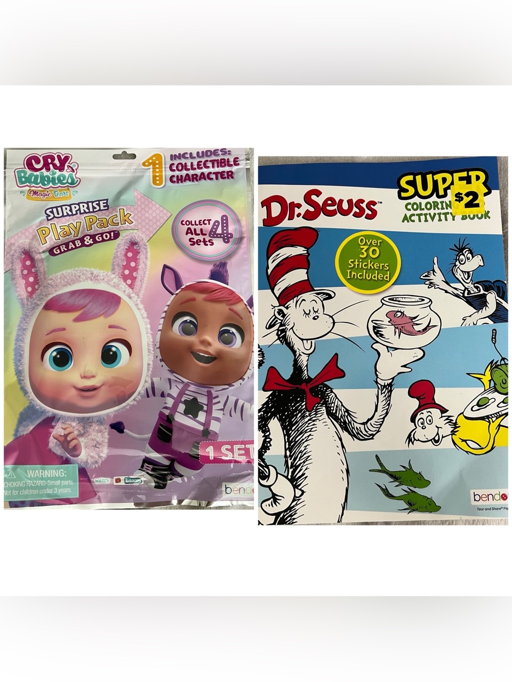 NWT Cry Babies Surprise Play Pack & Dr Seuss Coloring Activity Book